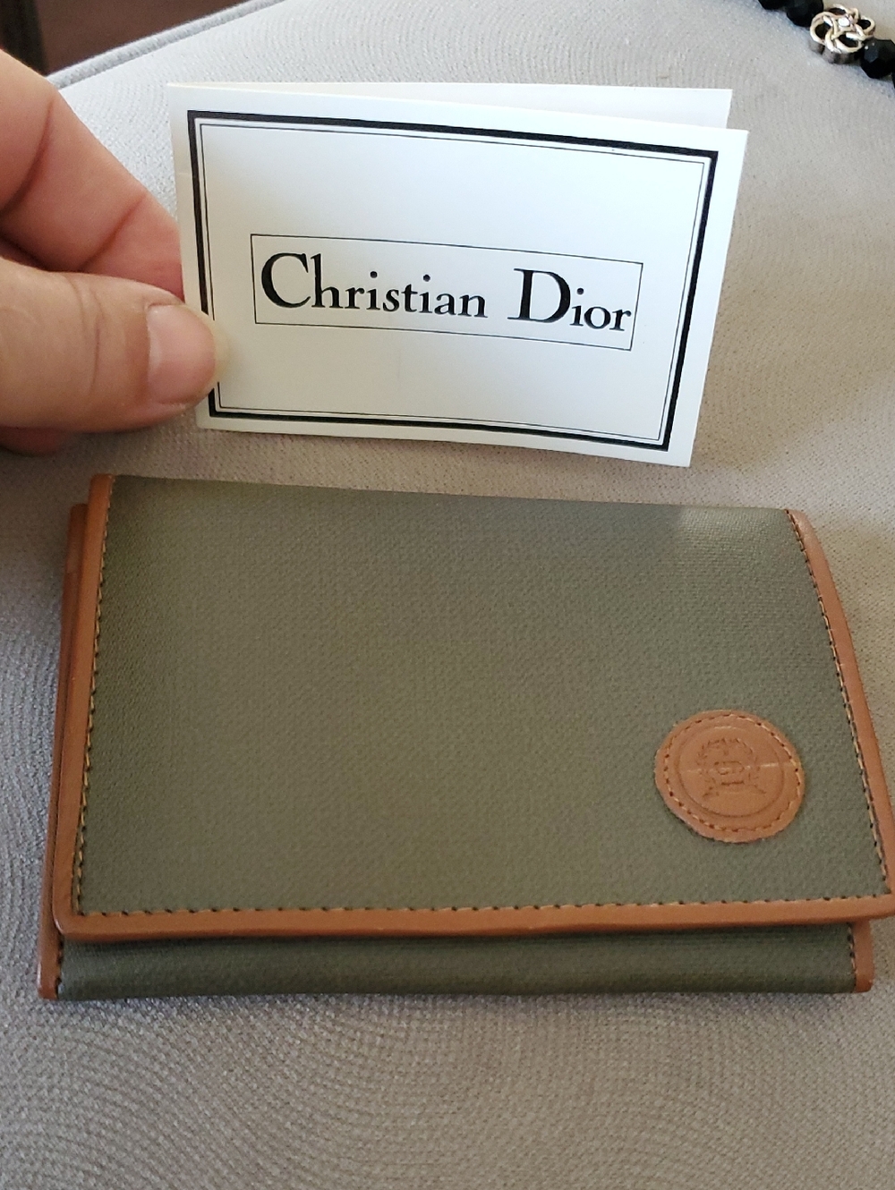 Olive Canvas Men's Wallet with Tan Trim